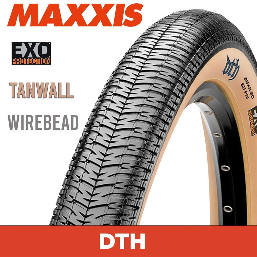 Tyre 26 x 2.30 Maxxis DTH EXO Wirebead Tanwall – Ivanhoe Cycles