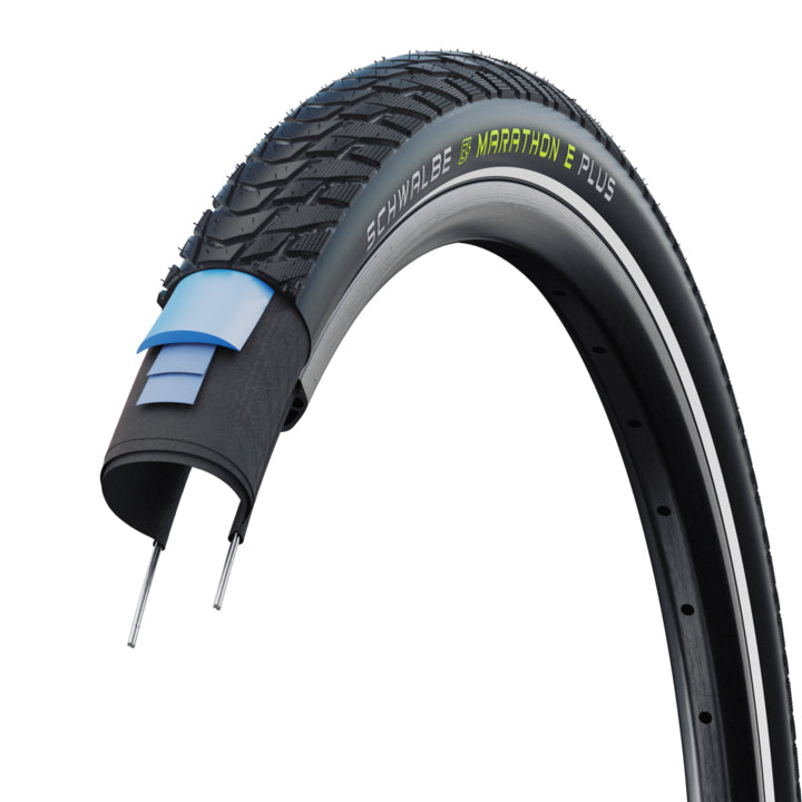 Tyre 700 x 38 Schwalbe Marathon E-Plus Wirebead Black Reflective
