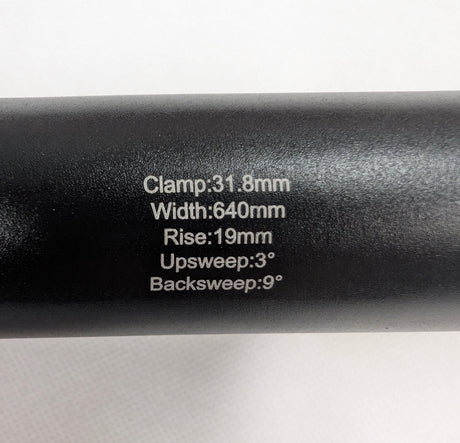 MTB Handlebar 31.8mm 640mm x 19mm Rise Alloy Black (New, Scratched)