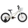 Liv Adore (2024) 16-inch kids bike in White with front basket and pink highlights, and training wheels