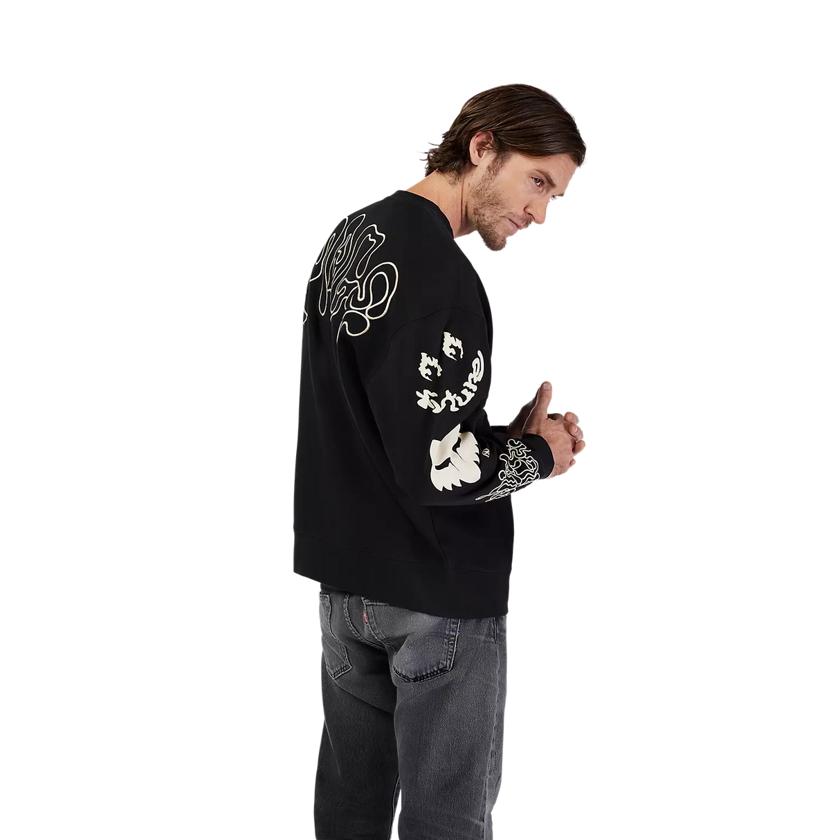 Fox Mens Hello Future Oversized Fleece Crew Jumper