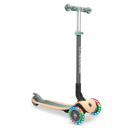 Globber Primo Foldable Lights Wood 3-Wheel Scooter