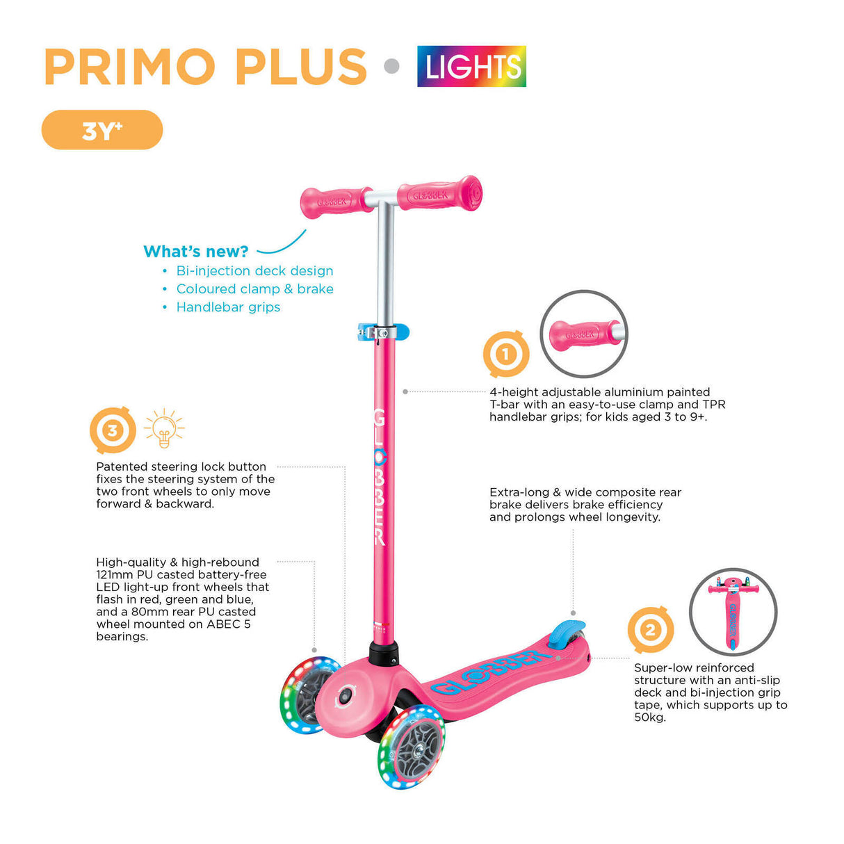 Globber Primo Plus Lights 3-Wheel Scooter