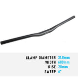 Handlebar MTB 31.8 680mm x 20mm Rise Alloy Black