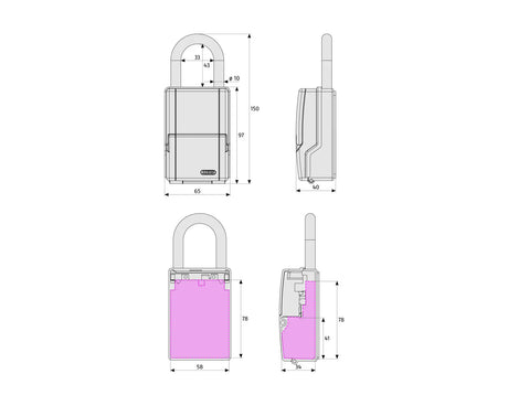 ABUS KeyGarage 737 Mini with Shackle Padlock diagram