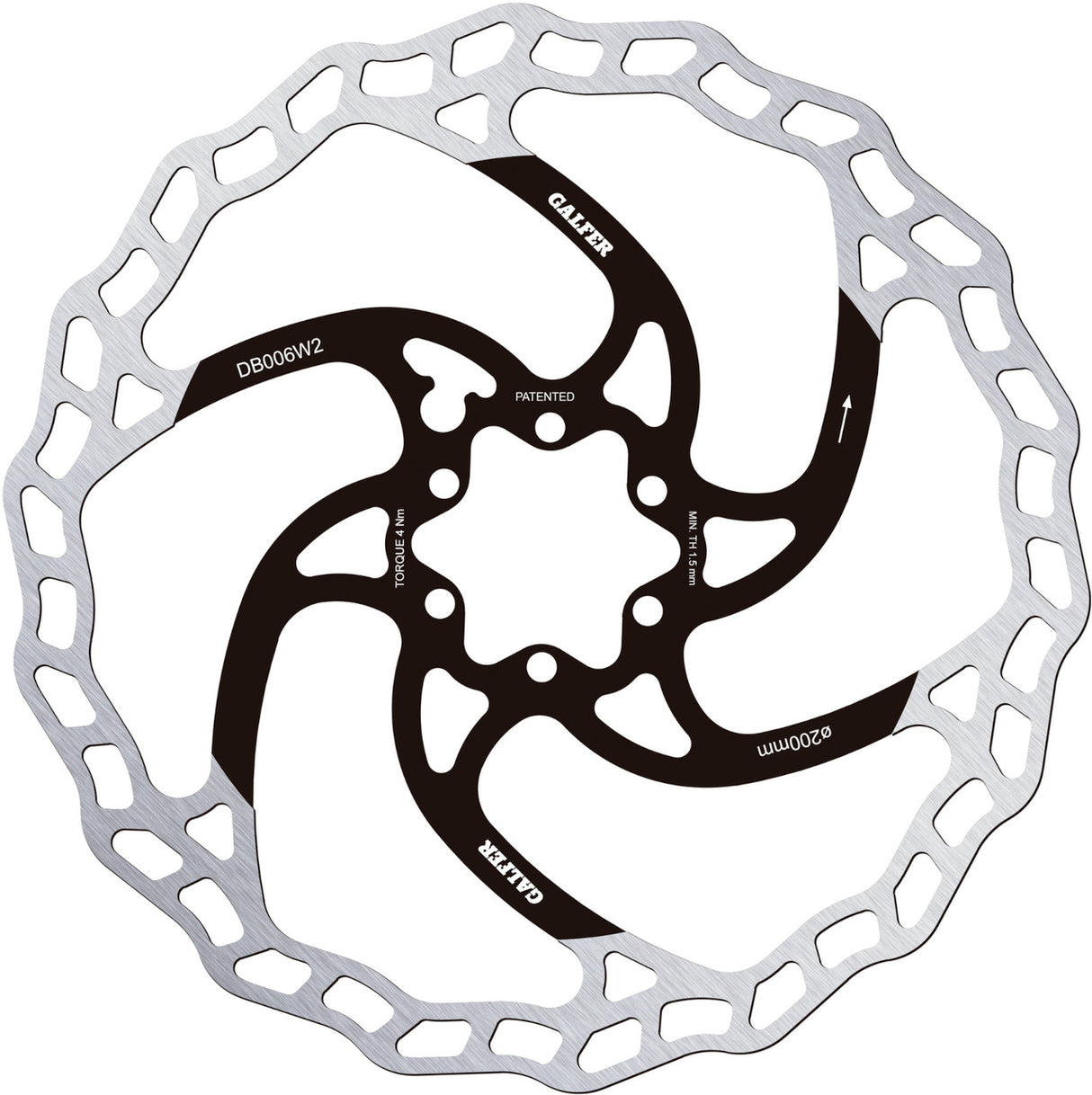 Disc Brake Rotor Galfer Disc Wave Fixed MTB 6 Bolt 200x2.0mm