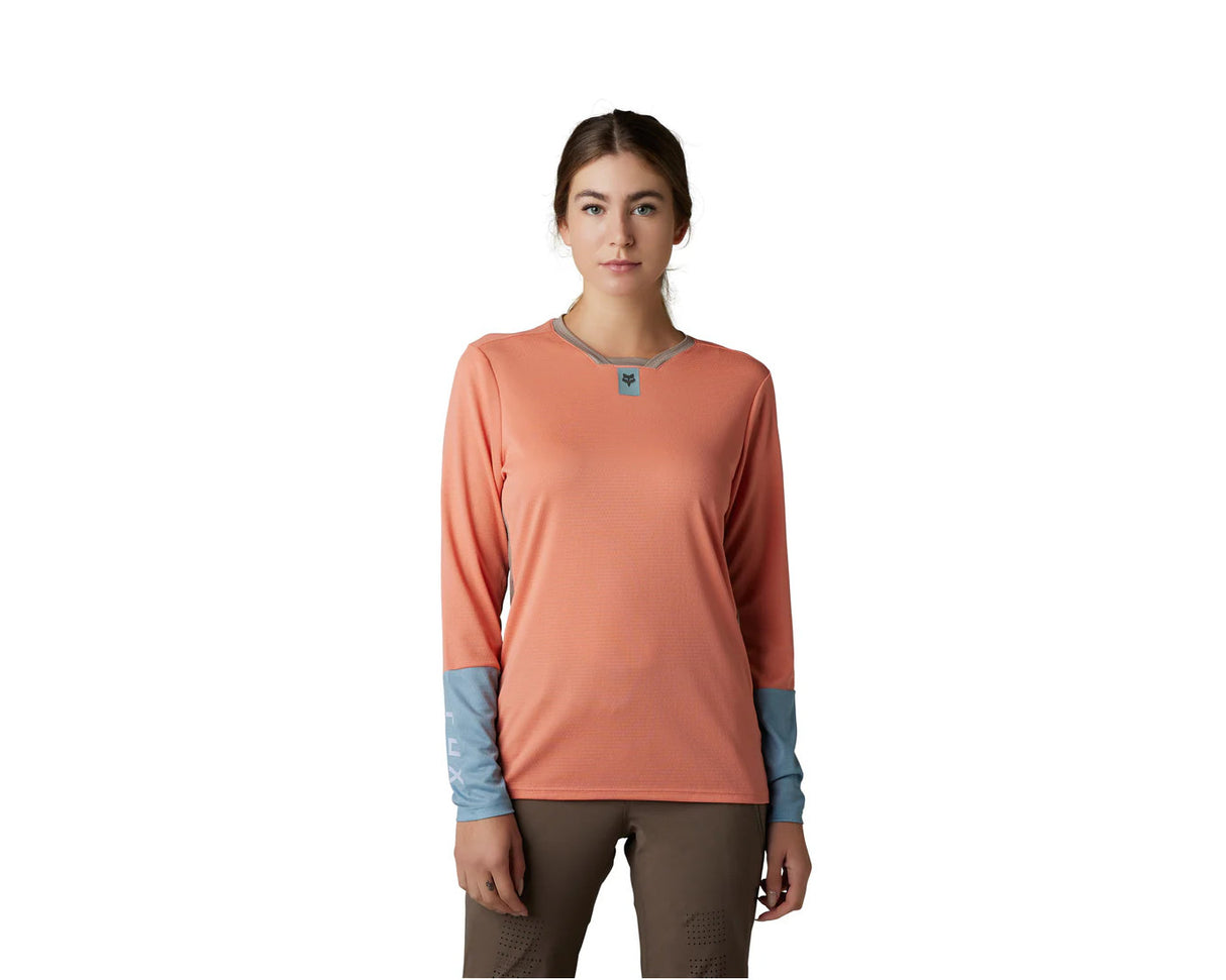 Fox Women's Defend Long Sleeve Jersey (2023) Salmon front