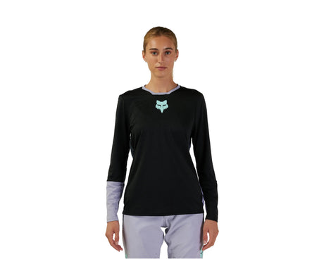 Fox Women's Defend Race Long Sleeve Jersey (2023) Black front