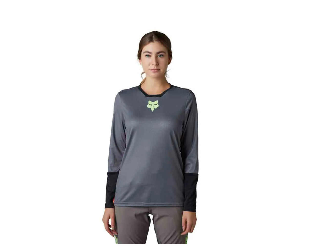 Fox Women's Defend Race Long Sleeve Jersey (2023) Pewter front
