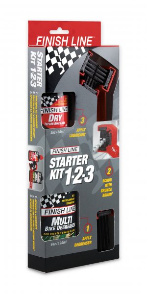 Finish Line Starter Kit w/Brush, 4oz Degreaser & 2oz Dry Lube