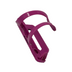 Purple bicycle water bottle cage on a white background