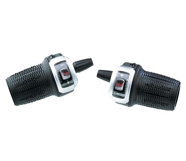 Shifter Microshift Twist DS85 3x8 Pair w/Indicator (Shimano Mountain)