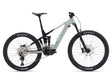 A Liv Intrigue X Advanced E+ EL 3 electric mountain bike with a light blue frame and black accents, featuring a front suspension fork, rear suspension, and a chain drive system.