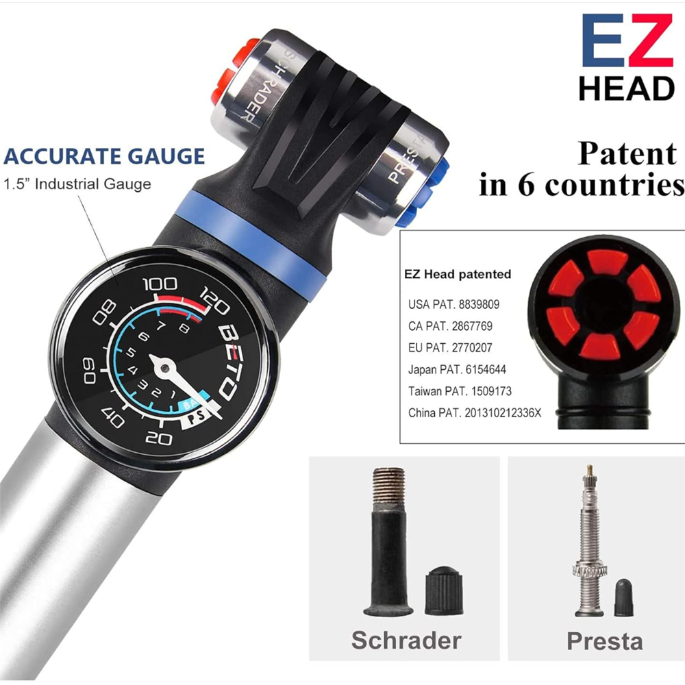Beto Alloy MTB Pump with Gauge