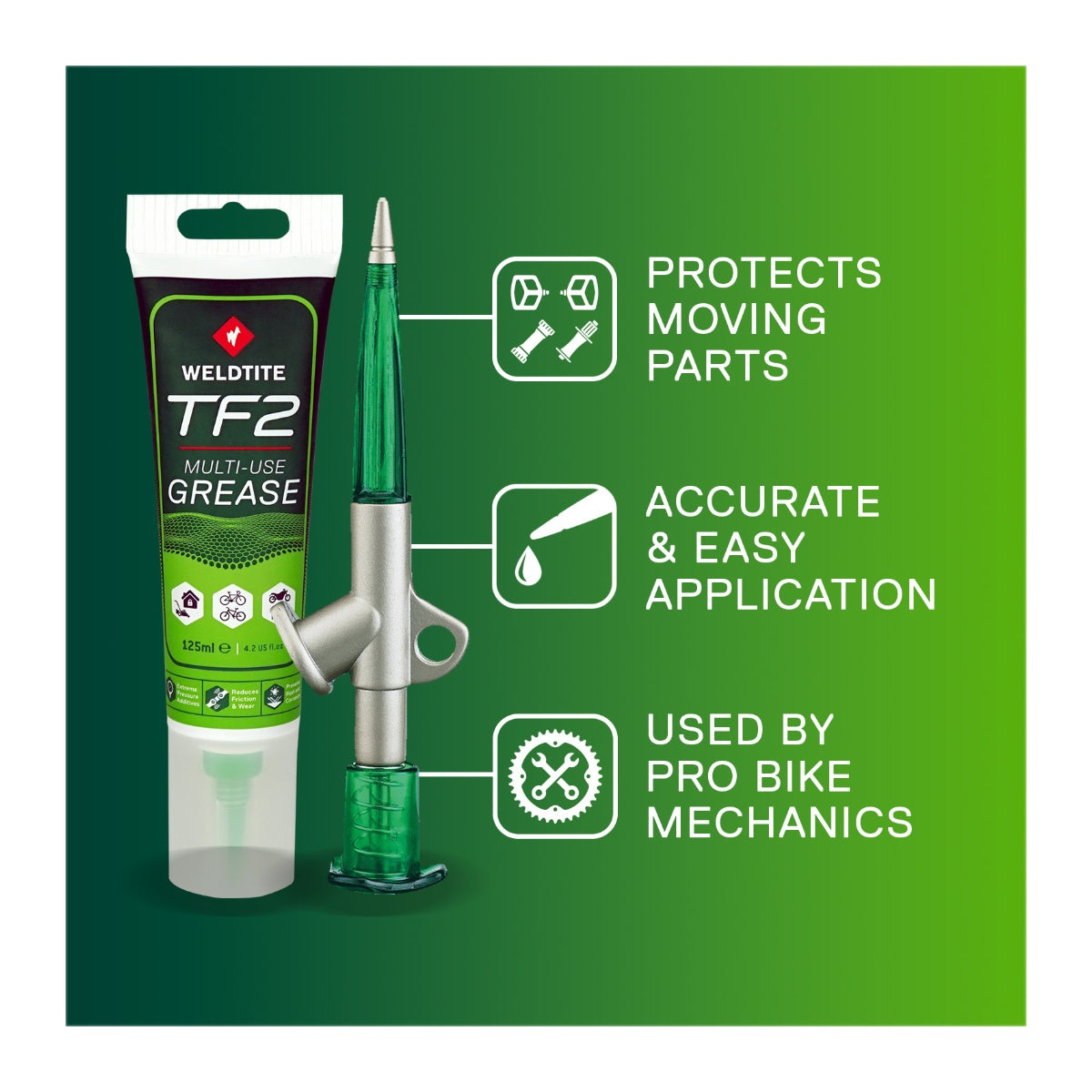 Weldtite Grease Gun + Multi-Use Bike Grease Tube 125mL