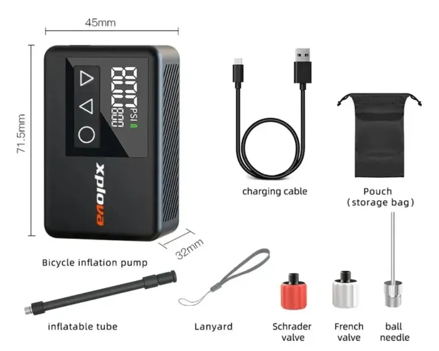 Xplova Electric Bike Pump what is in the box
