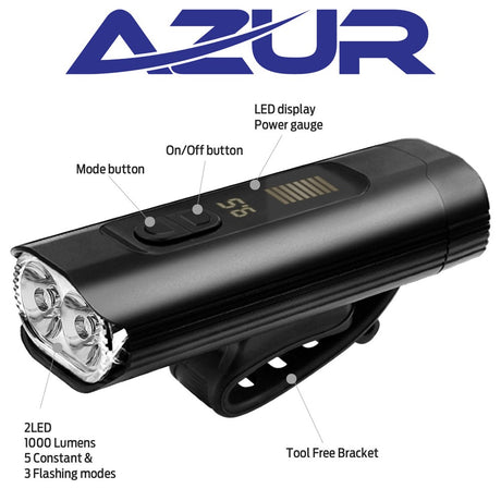 Azur Crux 1000 Front Light with Power Bank