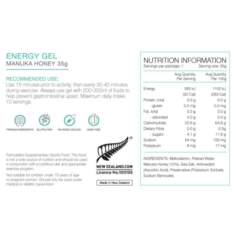 PURE Energy Gel 35g - Manuka Honey