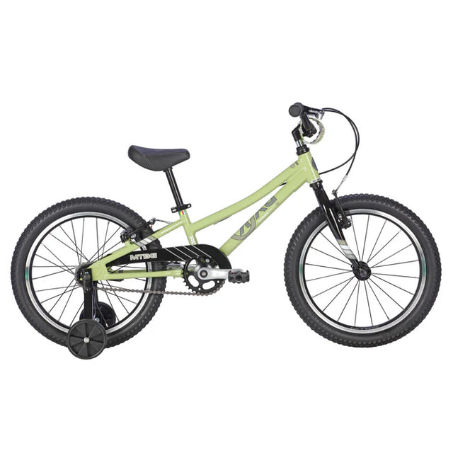 ByK E350x1 MTB 18-inch kids bike in Sage Green with training wheels