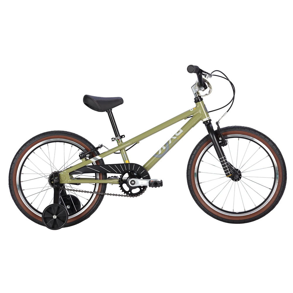 Byk E350 18-inch kids bike in camo green with black highlights