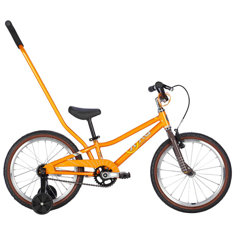 Byk E350 18-inch kids bike in tangerine orange and training wheels