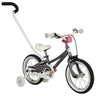 Byk E250 14-inch kids bike, charcoal and pink pink with white highlights, and push handle. 