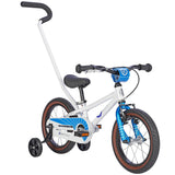 ByK E-250 14-inch Kids Bike, white and blue with push handle