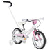 ByK E-250 14-inch Kids Bike, white and pink with push handle