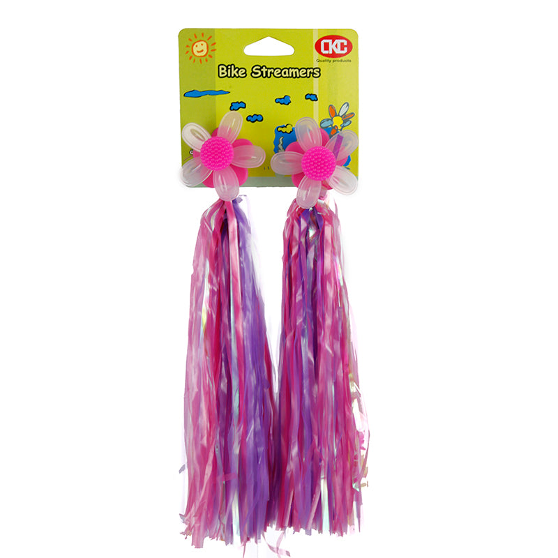 Kids Handlebar Streamers - Pink Windmill Flowers