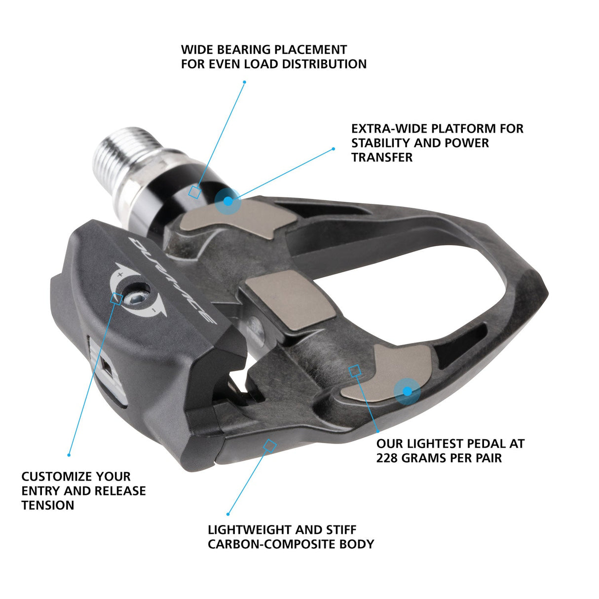 Shimano PD-R9100 Dura-Ace SPD-SL Pedals / Standard Axle