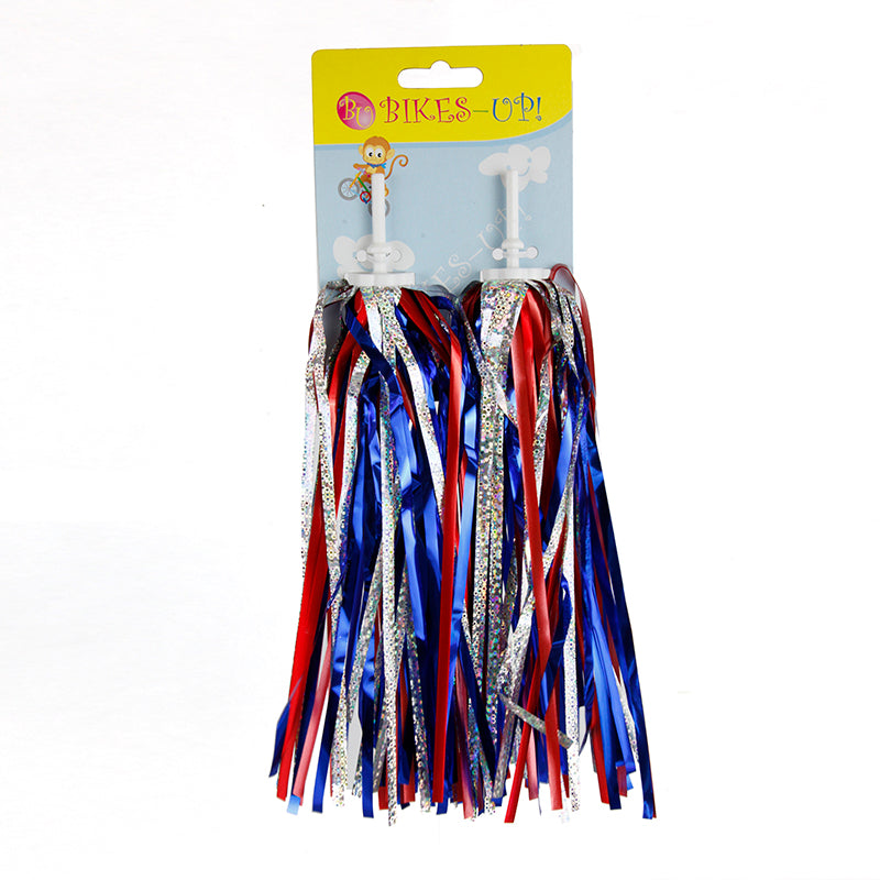 Bikes Up Kids Handlebar Streamers - Silver/Blue/Red