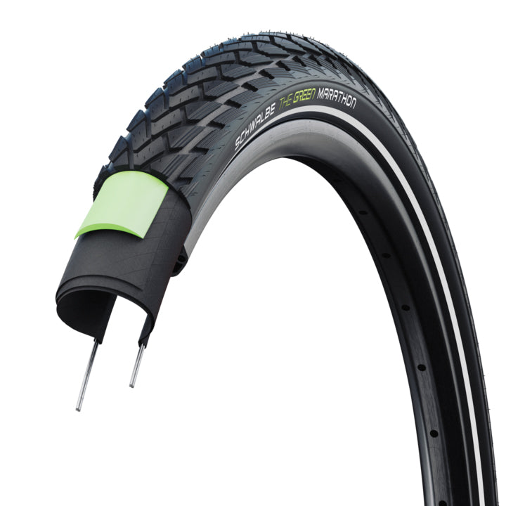 Tyre 700 x 35 Schwalbe Marathon Greenguard Wirebead Black Reflective