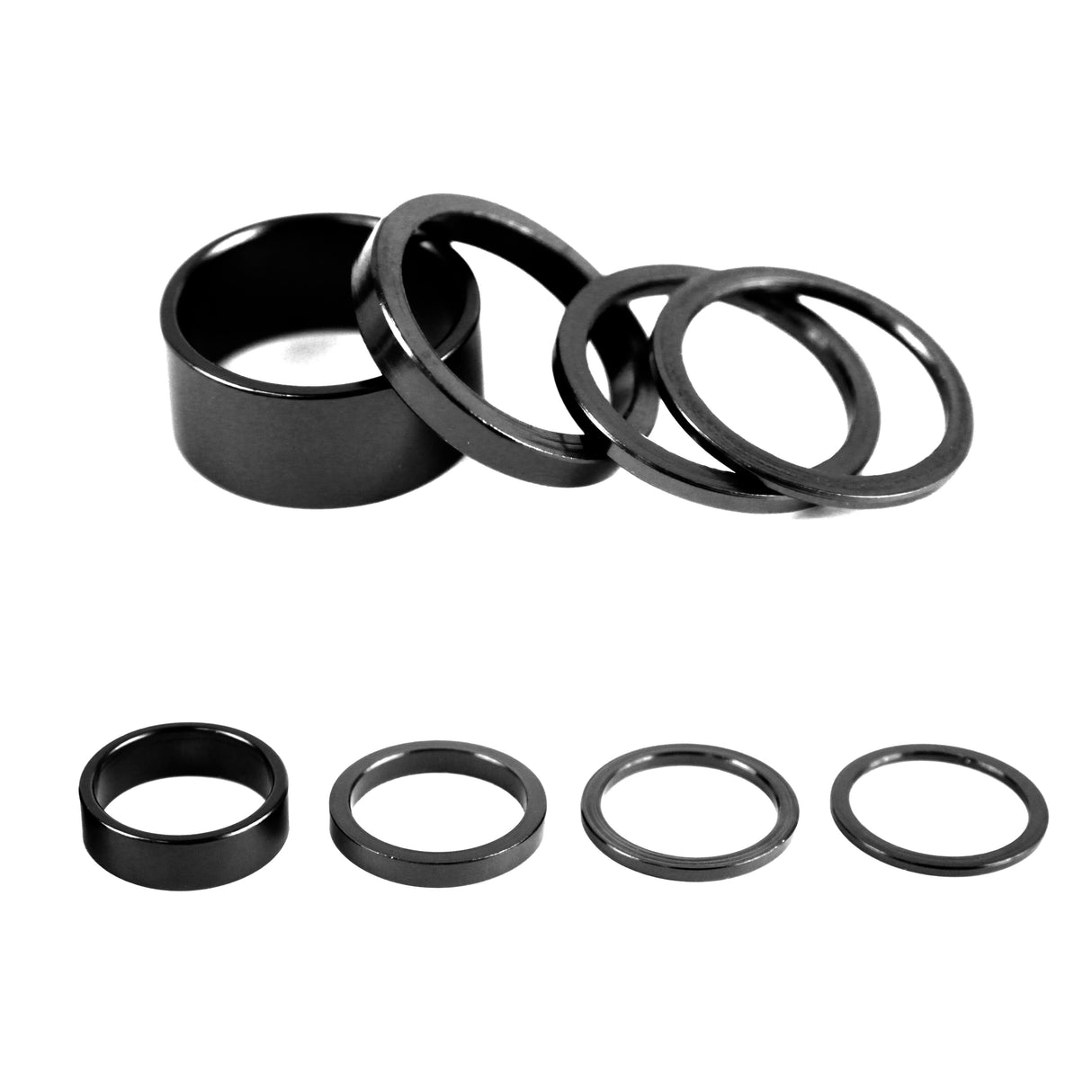 Headset Spacers Set 1" Theadless 2, 5, 8, 10mm Black