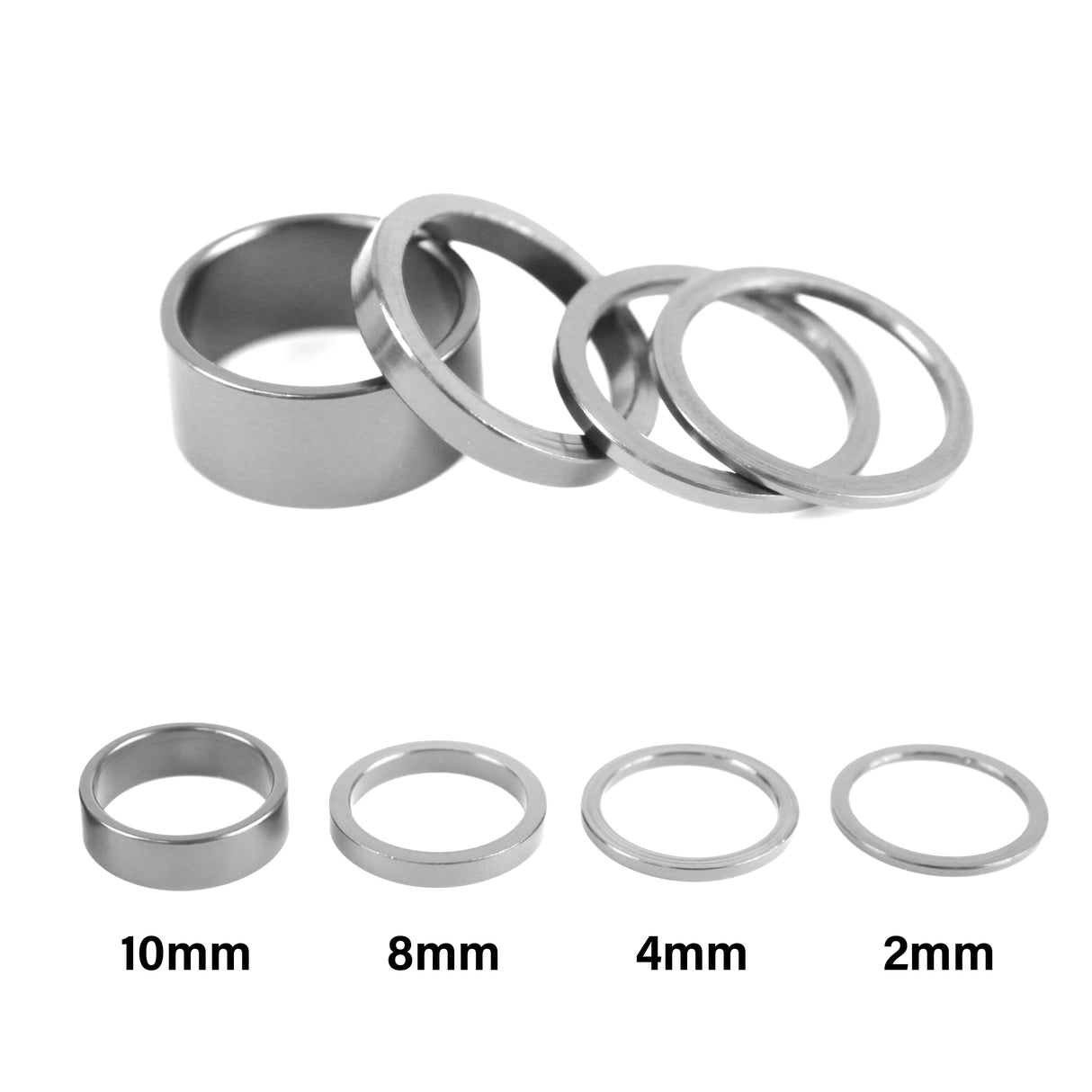 Headset Spacer Set Alloy Threadless 1 1/8" Silver