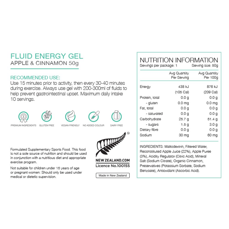 PURE Fluid Energy Gel 50g - Apple & Cinnamon