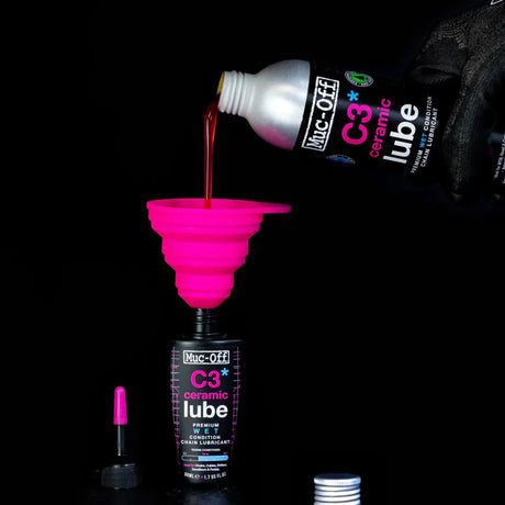 Muc-Off Silicone Funnel used for refilling lubricant