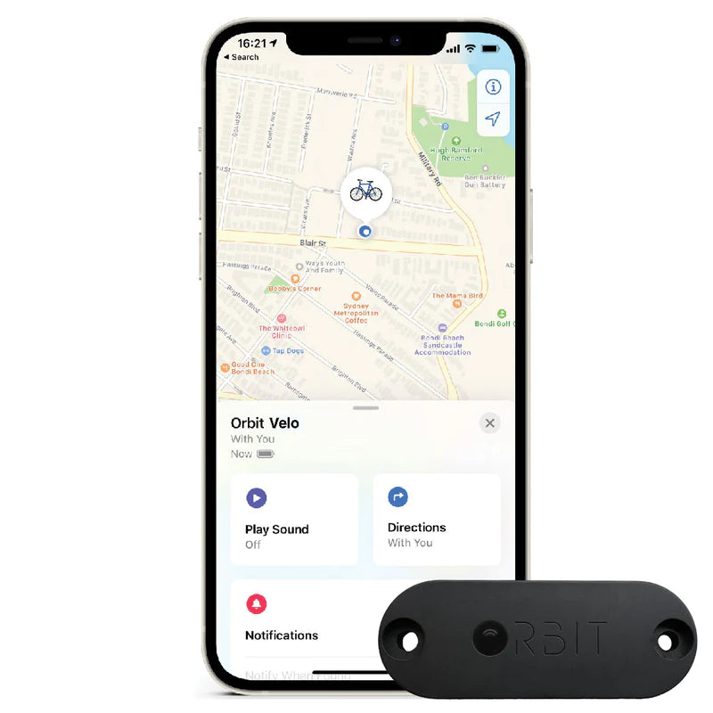 Orbit x Velo Locate Your Bike GPS Tracker for Apple Find My app Ivanhoe Cycles