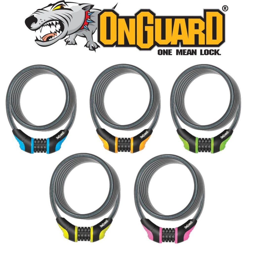 OnGuard Neon 8173 120/8mm Combination Cable Lock (Mixed Colours)