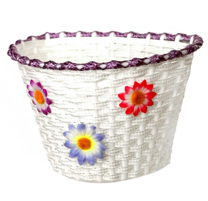 Kids Plastic Front Basket Flower - Light Purple Rim