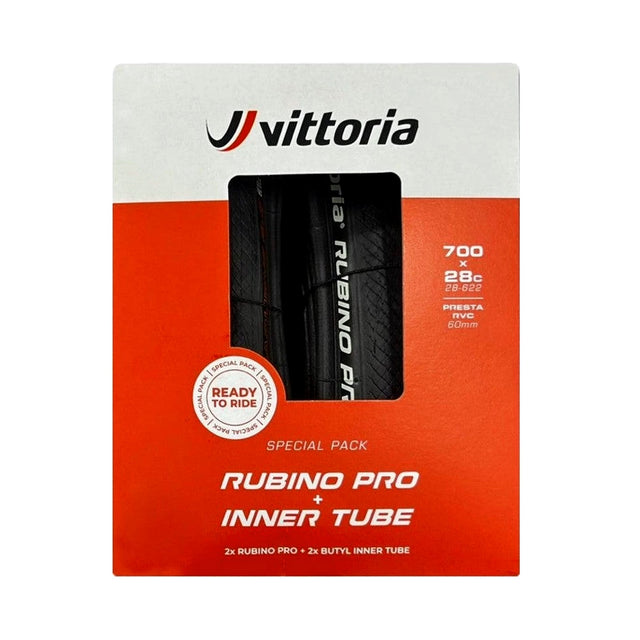 Vittoria Rubino Pro Twin Pack clincher tyre set including tubes.