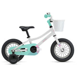 Liv Adore 12 2024 12-inch kids bike in white with teal and pink highlights